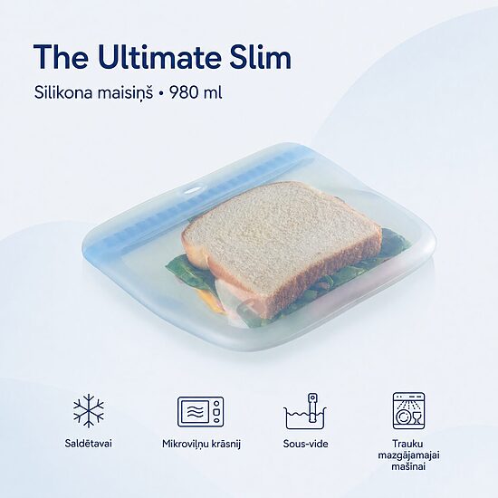 “The Ultimate Slim” plānais silikona maisiņš 980 ml  (-13% atlaide)